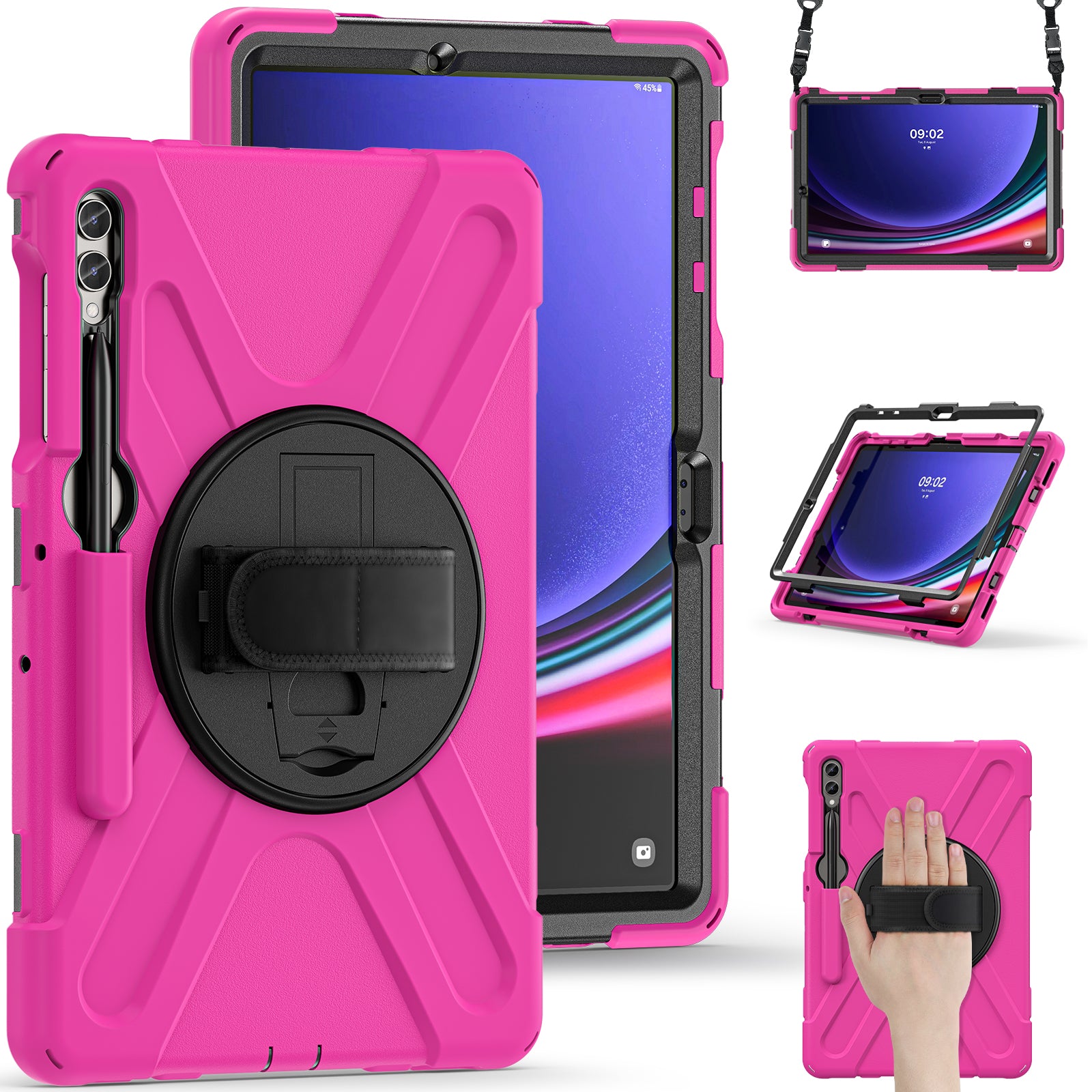 Case for Samsung Galaxy Tab S9 FE+ / S9+ / S8+ / S7+ / S7 FE T730 T735 T736B T736N Tablet Cover with Shoulder Strap - Rose Case for Samsung Galaxy Tab S9 FE+ / S9+ / S8+ / S7+ / S7 FE T730 T735 T736B T736N Tablet Cover with Shoulder Strap - Rose